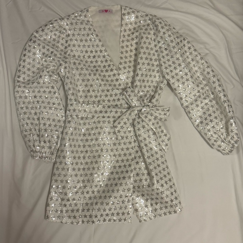 White and Silver Sequence Dress